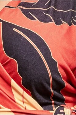 Goddiva Plus Printed Batwing Wrap Midi Dress - Orange -Yumi Clothing Shop o7ctsuyl 15456