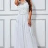 Goddiva Embellished Chiffon Maxi Wedding Dress - Cream
