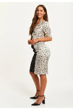 Liquorish Mono Heart Print Knot Front Midi Dress -Yumi Clothing Shop ojsCvgmY 15387