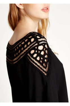 Liquorish Divine Grace Black Mini Dress With Crochet Insert -Yumi Clothing Shop ouSIte4M 8287