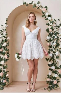 Goddiva Lace Back Mini Skater Dress - White -Yumi Clothing Shop oxAaWm6c 4900