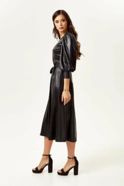 Liquorish Pu Midi Shirt Dress In Black With Balloon Sleeves 7 Liquorish Pu Midi Shirt Dress In Black With Balloon Sleeves -Yumi Clothing Shop oyJ6v6wU 8671
