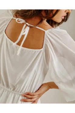 Dusty Pink Balloon Sleeve Midi Dress | White -Yumi Clothing Shop p0W5TDfK 11519