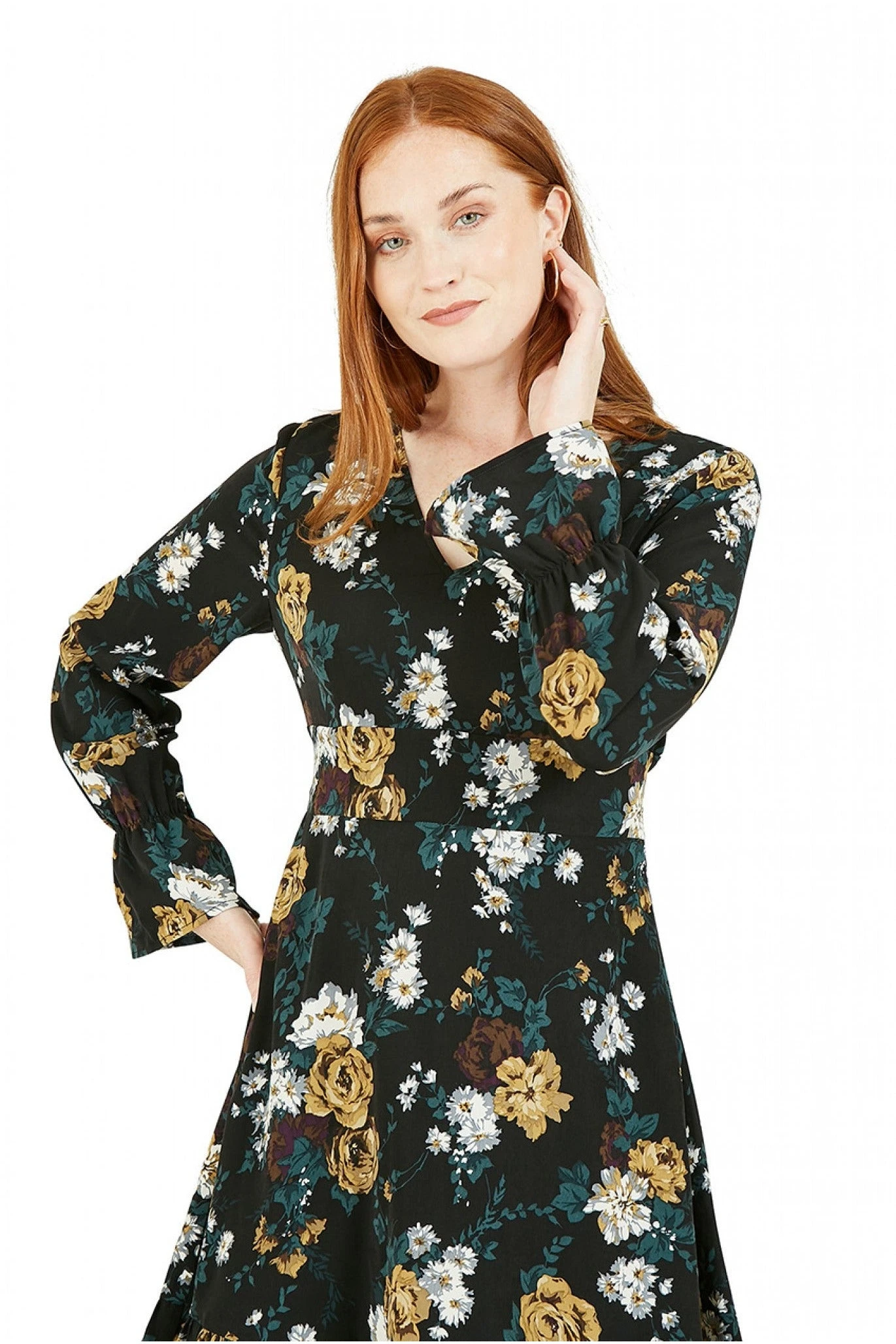 Mela London Black Rose Skater Dress With Frill Hem 3 Mela London Black Rose Skater Dress With Frill Hem - Image 3