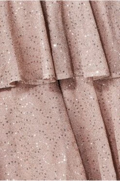 Goddiva Sequin Lurex Tiered Midi Dress - Champagne -Yumi Clothing Shop q0GQ04A5 13468