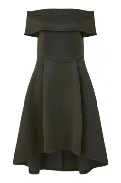 Mela London Black Bardot Dipped Hem Dress -Yumi Clothing Shop qCu132tv 14758