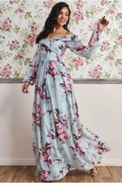 Goddiva Drop Shoulder Wrap Maxi Dress - Sage Green -Yumi Clothing Shop qJjBykCs 11094