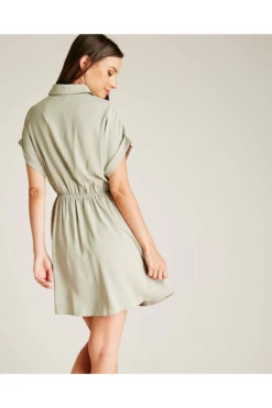 Dusty Pink Tie Up Front Swing Dress | Light Green -Yumi Clothing Shop qbwmn8ly 12207