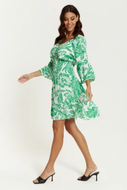 Hoxton Gal Oversized V Neck Detailed Floral Print Mini Dress -Yumi Clothing Shop qpt0oBeK 14178