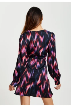 Liquorish Abstract Ikat Print Mini Wrap Dress In Black -Yumi Clothing Shop qys0e6gy 14859