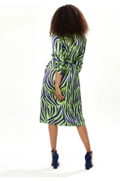 Liquorish Mint And Blue Zebra Print Midi Shirt Dress -Yumi Clothing Shop r5WgrY2H 15399
