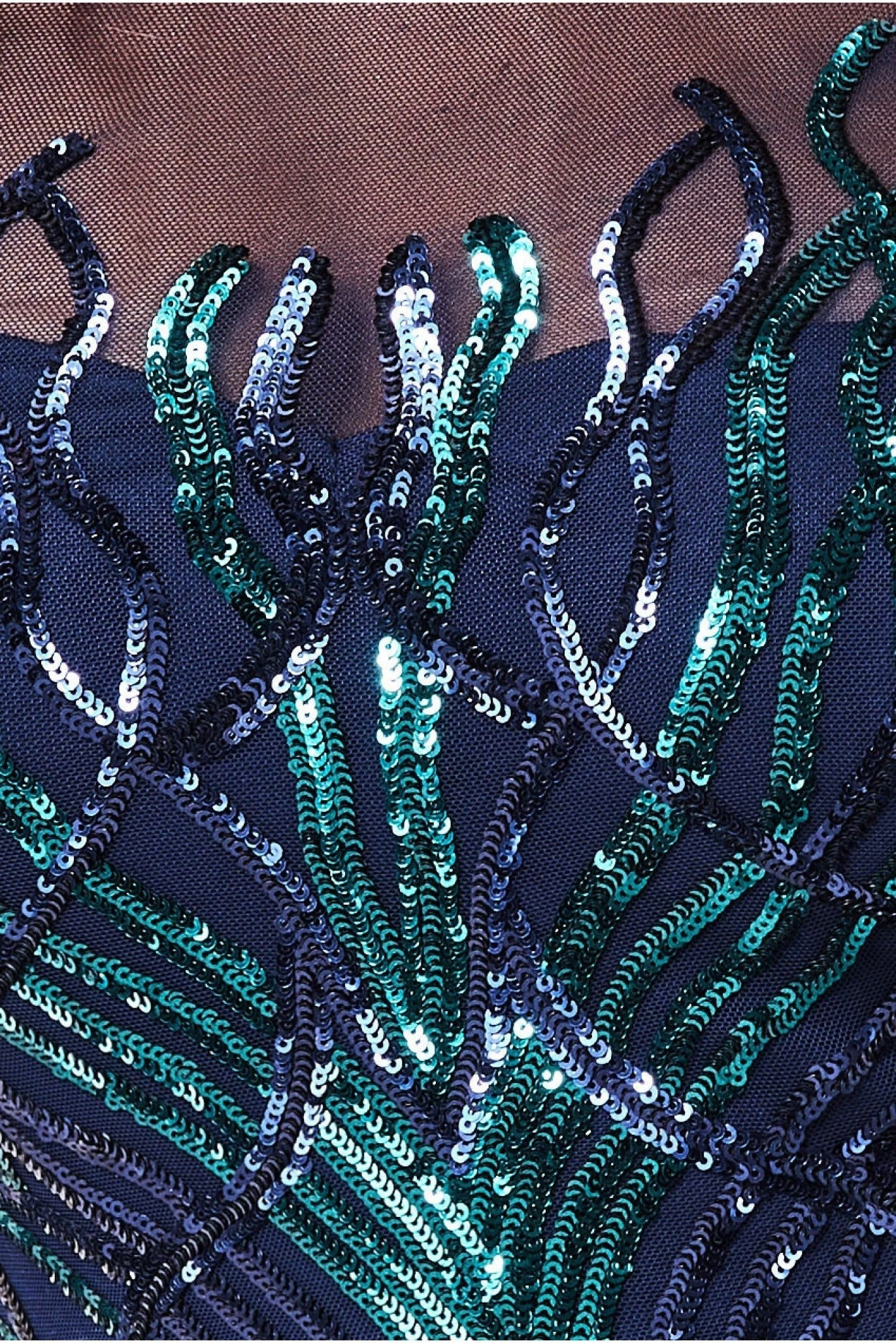 Goddiva Long Sleeve Sequin Flame Maxi Dress - Navy 5 Goddiva Long Sleeve Sequin Flame Maxi Dress - Navy - Image 5