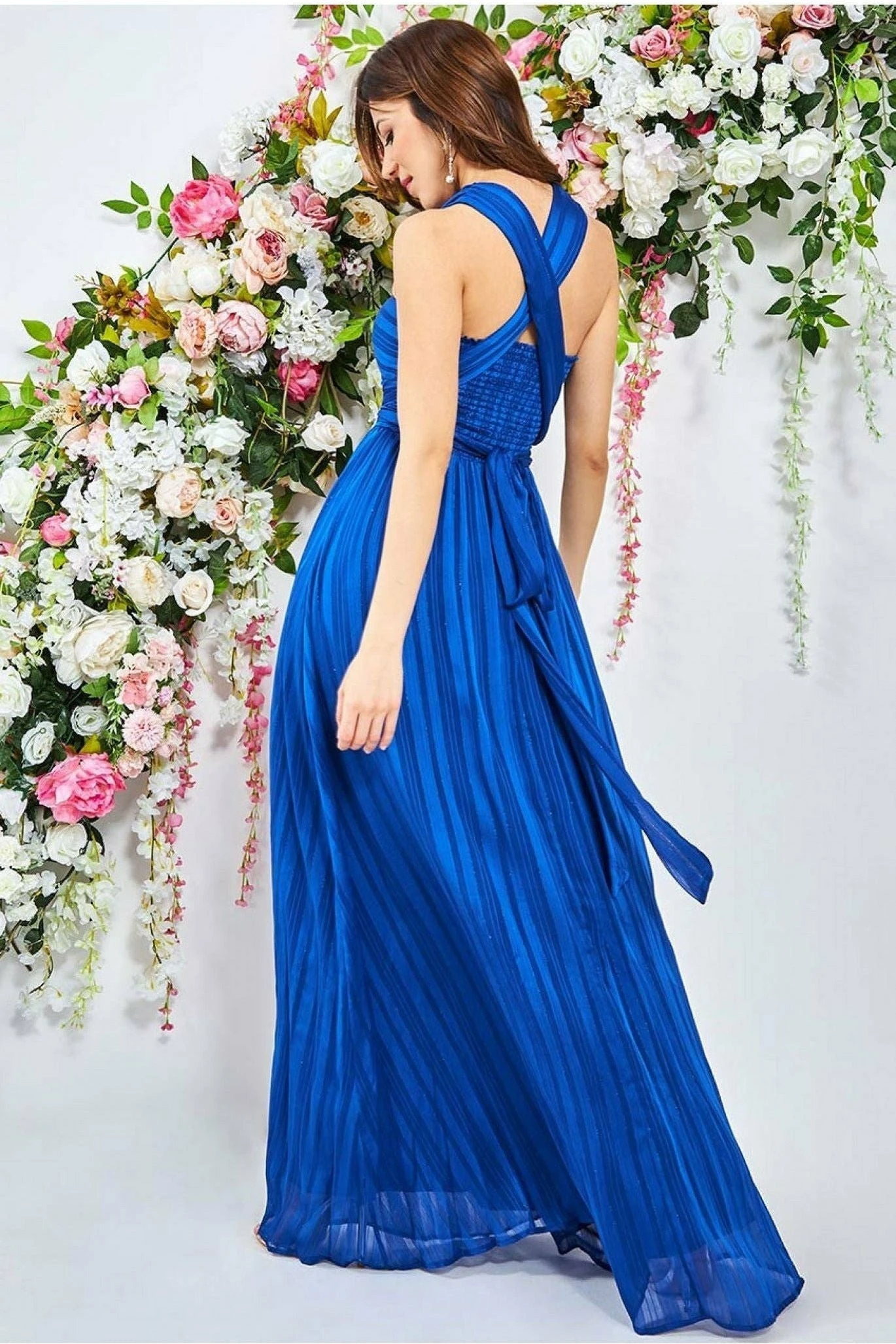 Goddiva Crossover Multiway Maxi Dress - Royal Blue 2 Goddiva Crossover Multiway Maxi Dress - Royal Blue - Image 2