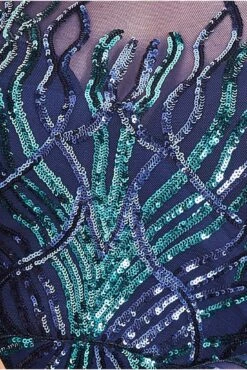 Goddiva Modesty Sequin Flame Maxi Dress - Navy -Yumi Clothing Shop rGlcJOSr 15351