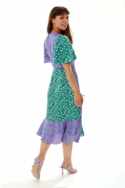 Liquorish Multi Print Midi Wrap Dress In Contrast Colours -Yumi Clothing Shop rL4awEft 10677