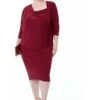 Goddiva Loose Fit Midi Dress With Asymmetric Neck - Wine