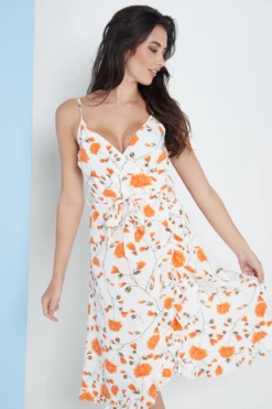 Lilura London White Floral Print Cami Midi Dress -Yumi Clothing Shop rOPZt7tG 15706