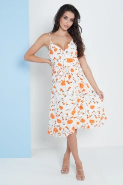 Lilura London White Floral Print Cami Midi Dress -Yumi Clothing Shop rk4xDbVN 15706