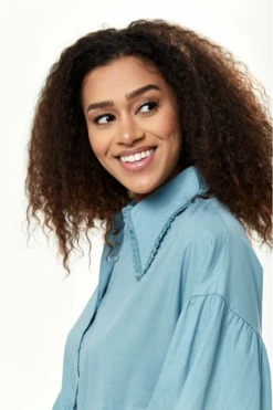 Liquorish Oversized Shirt Dress In Blue -Yumi Clothing Shop rvOTb5fz 11702