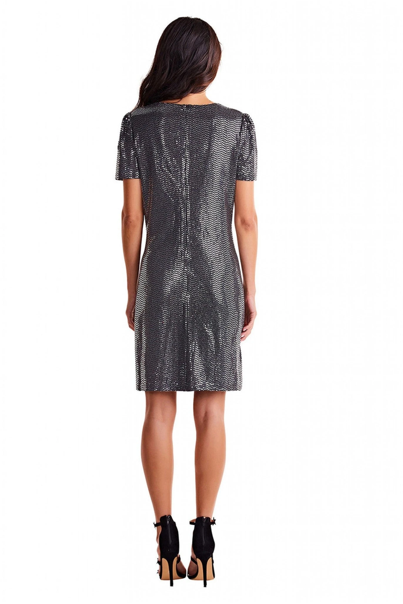 Mela London Silver Metallic Puff Sleeve Dress 3 Mela London Silver Metallic Puff Sleeve Dress - Image 3