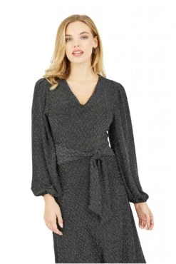 Yumi Black Sparkle Stretch Midi Dress -Yumi Clothing Shop sEWmhlb1 13951