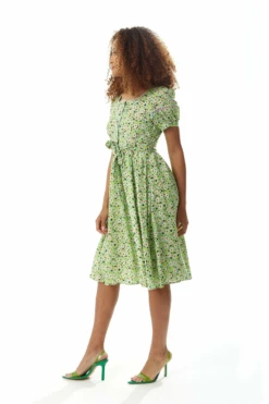 Liquorish Green Floral Midi Dress With Trim Lace Details -Yumi Clothing Shop sP1fC2oN 10458