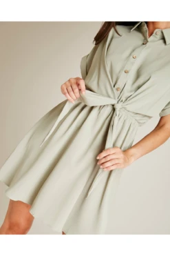 Dusty Pink Tie Up Front Swing Dress | Light Green -Yumi Clothing Shop sdyHO1M0 12207