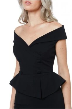 Goddiva Bardot Crossover Maxi Dress - Black -Yumi Clothing Shop sig63rRa 13862