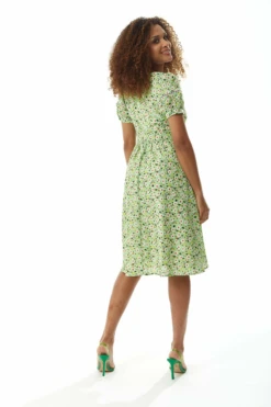 Liquorish Green Floral Midi Dress With Trim Lace Details -Yumi Clothing Shop smjPfHPu 10458