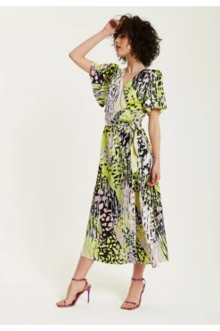 Liquorish Multicolour Abstract Print Midi Wrap Dress -Yumi Clothing Shop sr4gofNI 15654
