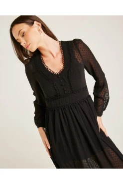 Dusty Pink Chiffon Textured Midi Dress | Black -Yumi Clothing Shop swyepFIa 12067