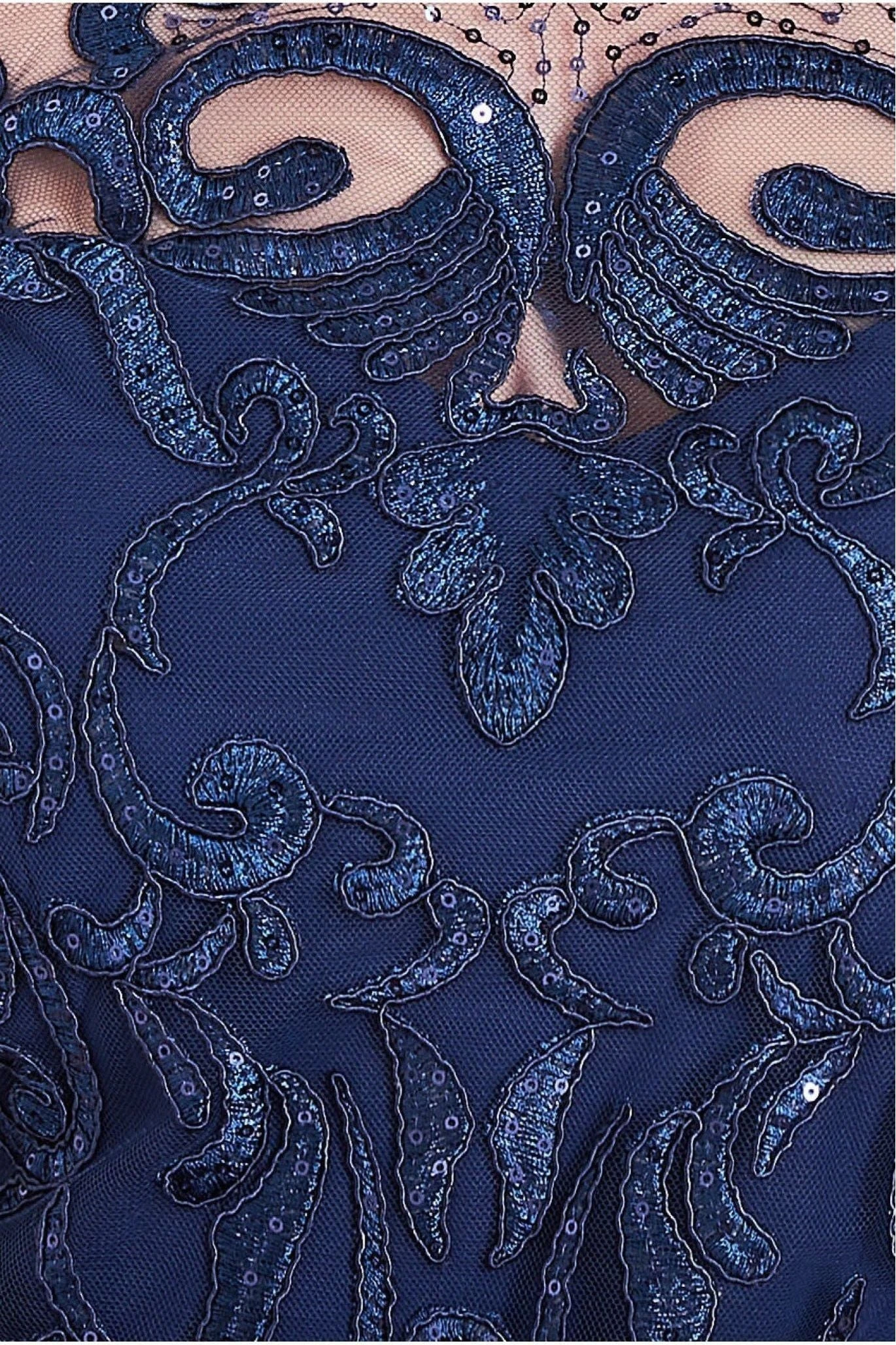 Goddiva Modesty Mesh & Lace Maxi Dress - Navy 4 Goddiva Modesty Mesh & Lace Maxi Dress - Navy - Image 4