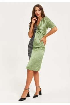 Liquorish Polka Dot Print Knot Front Midi Dress -Yumi Clothing Shop toHiA0Ns 15548