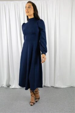 Signage Navy Long Sleeve Turtle Neck Midi Dress -Yumi Clothing Shop ttzTTnEj 15675