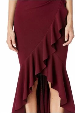 Goddiva High Low Frill Hem Maxi Dress - Wine 5 Goddiva High Low Frill Hem Maxi Dress - Wine -Yumi Clothing Shop u91UXx8m 11403