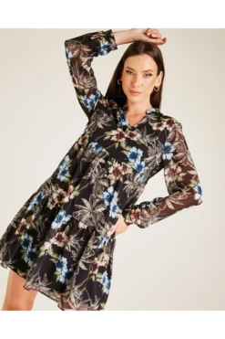 Dusty Pink Hawaii Print Smock Dress | Blue -Yumi Clothing Shop uGmuGR2L 12051