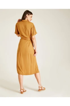 Dusty Pink Button Up Short Sleeve Midi Dress | Dark Camel -Yumi Clothing Shop uH8hBgzz 12191