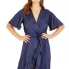 Mela London Navy Satin Wrap Dress