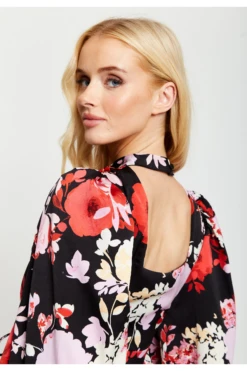 Liquorish Rose Print Midi Wrap Dress With Open Back Detail -Yumi Clothing Shop uWlB9XmV 13005