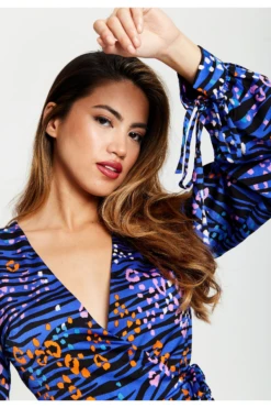 Liquorish Vivid Zebra Print Mini Wrap Dress In Blue 11 Liquorish Vivid Zebra Print Mini Wrap Dress In Blue -Yumi Clothing Shop us5kP4ft 13897