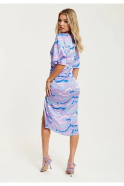 Liquorish Midi Wrap Dress With Abstract Zebra Print In Lilac -Yumi Clothing Shop uvDI2fFA 15663