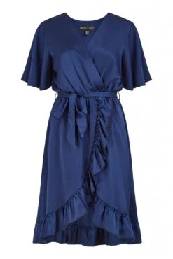 Mela London Navy Satin Wrap Dress -Yumi Clothing Shop v7ZVOqVc 13503