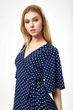 Liquorish Small Polka Dot Midi Wrap Dress -Yumi Clothing Shop vSnKEYlS 15406