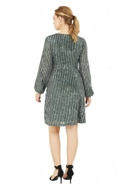 Yumi Green And Silver Stripe Sequin Wrap Dress -Yumi Clothing Shop vUxmIITJ 14478