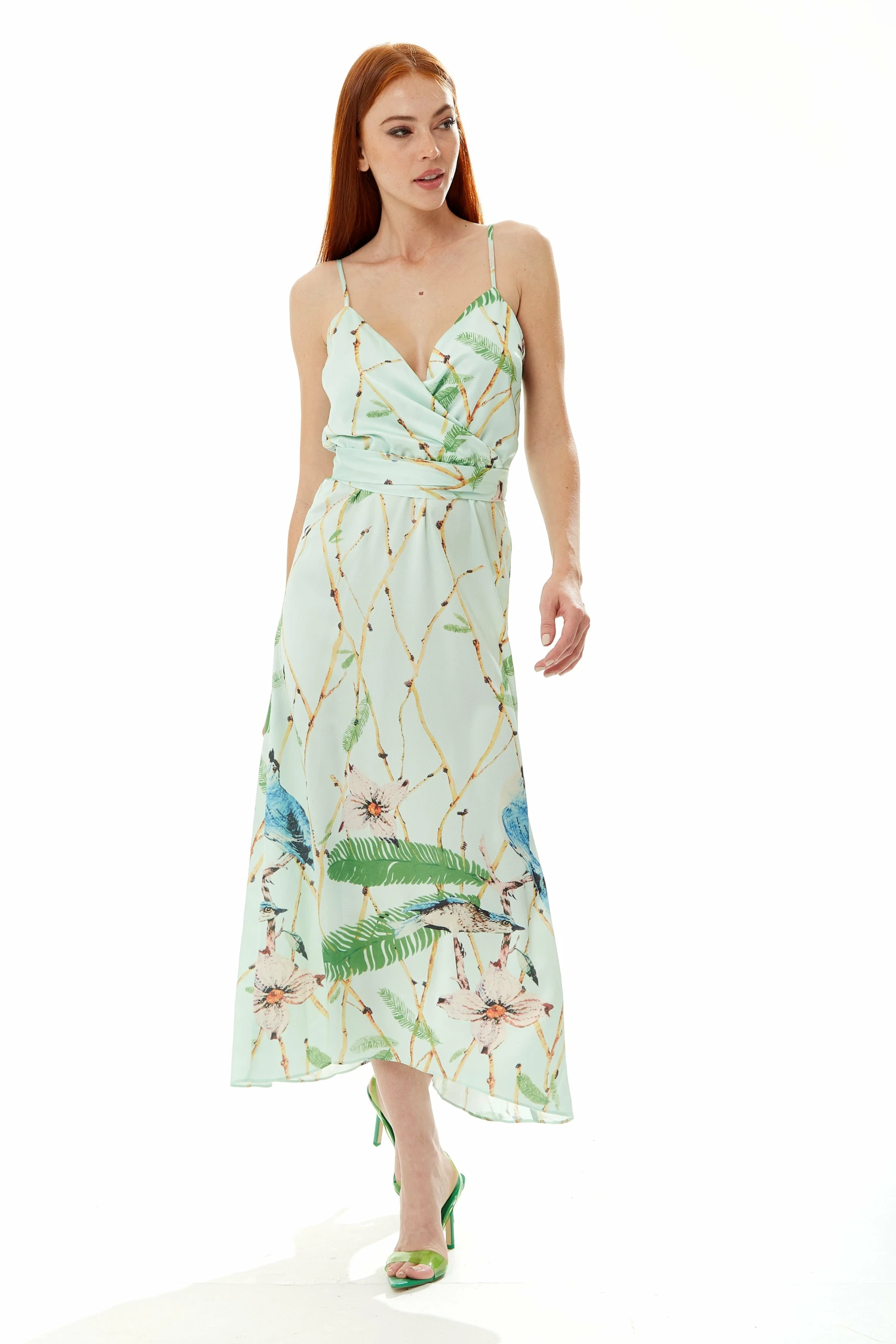 Liquorish Bird Print Cami Maxi Dress In Mint Green 4 Liquorish Bird Print Cami Maxi Dress In Mint Green - Image 4