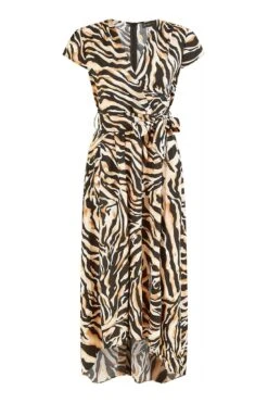 Mela London Zebra Print Dipped Hem Wrap Dress -Yumi Clothing Shop vu31soOT 13277