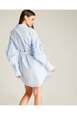 Dusty Pink Tie Up Mini Shirt Dress | Sky Blue -Yumi Clothing Shop wBlsfQBr 12044