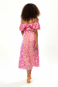 Liquorish Belted Midi Dress With Off Shoulder Sleeves Pink -Yumi Clothing Shop wcahXsmW 8872