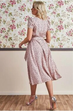 Goddiva Printed Tea Dress With Collar - Beige -Yumi Clothing Shop woDTy28R 9528