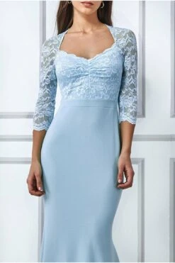 Goddiva Lace Bodice Maxi Dress With Sleeves - Powder Blue -Yumi Clothing Shop wr6f2Rly 7864